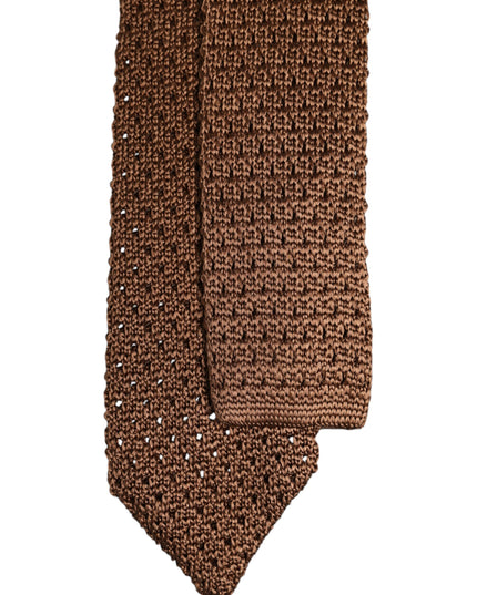 Dolce & Gabbana Brown 100% Silk Adjustable Necktie Men Accessory Tie