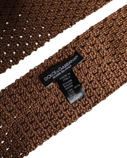 Dolce & Gabbana Brown 100% Silk Adjustable Necktie Men Accessory Tie