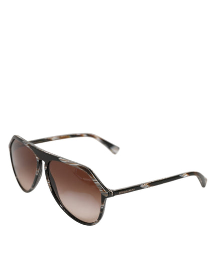 Dolce & Gabbana Modified Aviator Striped Brown Acetate Gradient Sunglasses