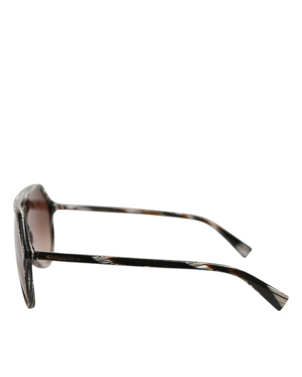 Dolce & Gabbana Modified Aviator Striped Brown Acetate Gradient Sunglasses