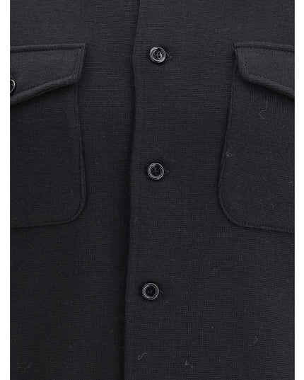 Lardini Black Fleece Wool Coat
