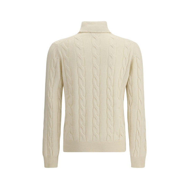 Aragona Cashmere White Cashmere Turtleneck