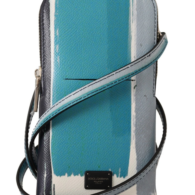 Dolce & Gabbana Blue Leather Cross Body Neck Strap Card Slot Phone Pocket