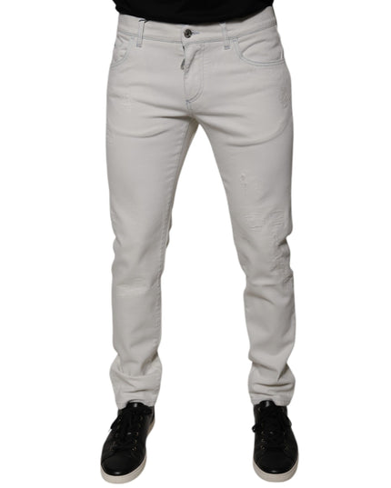 Dolce & Gabbana White Cotton Stretch Skinny Men Denim Jeans