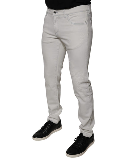 Dolce & Gabbana White Cotton Stretch Skinny Men Denim Jeans