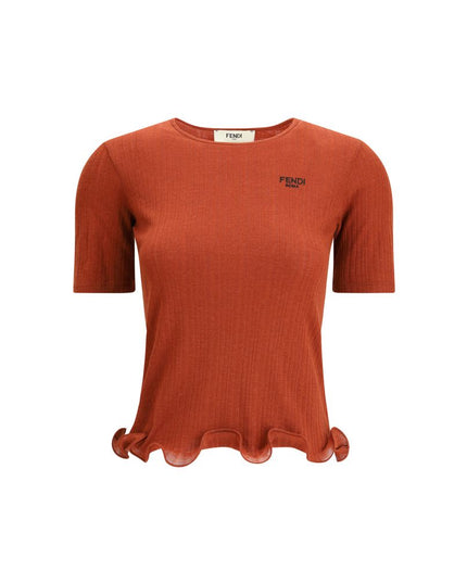 Fendi Red Fleece Wool Top