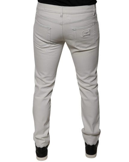 Dolce & Gabbana White Cotton Stretch Skinny Men Denim Jeans