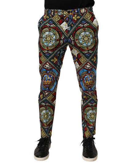 Dolce & Gabbana Multicolor Stained Glass Window Style Print Men Pants