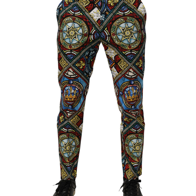 Dolce & Gabbana Multicolor Stained Glass Window Style Print Men Pants