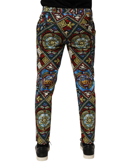 Dolce & Gabbana Multicolor Stained Glass Window Style Print Men Pants