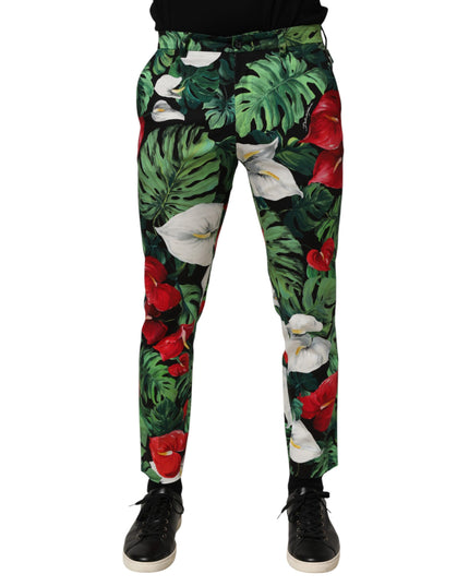 Dolce & Gabbana Multicolor Floral Print Cotton Tapered Pants