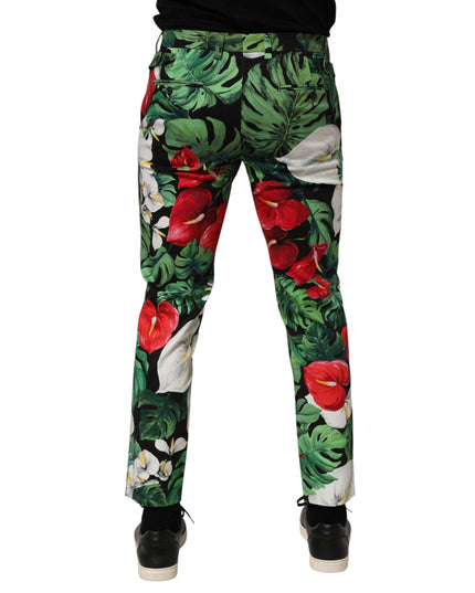 Dolce & Gabbana Multicolor Floral Print Cotton Tapered Pants