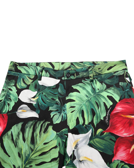 Dolce & Gabbana Multicolor Floral Print Cotton Tapered Pants