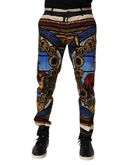 Dolce & Gabbana Multicolor Julias Ceasar Print Tapered Pants