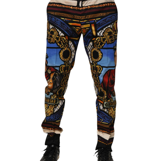 Dolce & Gabbana Multicolor Julias Ceasar Print Tapered Pants