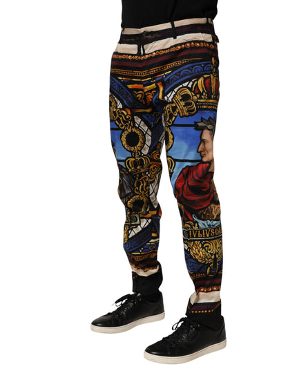 Dolce & Gabbana Multicolor Julias Ceasar Print Tapered Pants