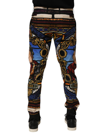 Dolce & Gabbana Multicolor Julias Ceasar Print Tapered Pants