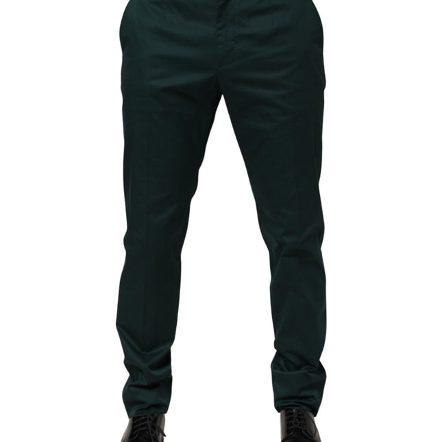Dolce & Gabbana Green Cotton Formal Dress Men Trouser Pants