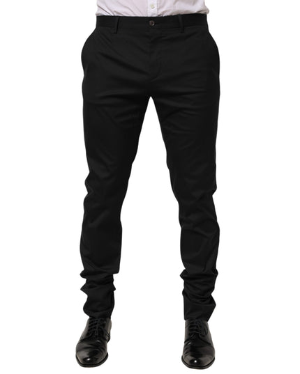 Dolce & Gabbana Black Cotton Formal Dress Men Trouser Pants