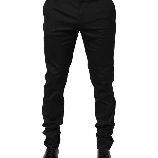 Dolce & Gabbana Black Cotton Formal Dress Men Trouser Pants