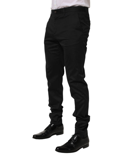 Dolce & Gabbana Black Cotton Formal Dress Men Trouser Pants