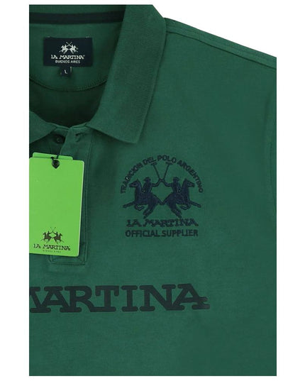 La Martina Green Cotton Polo Shirt