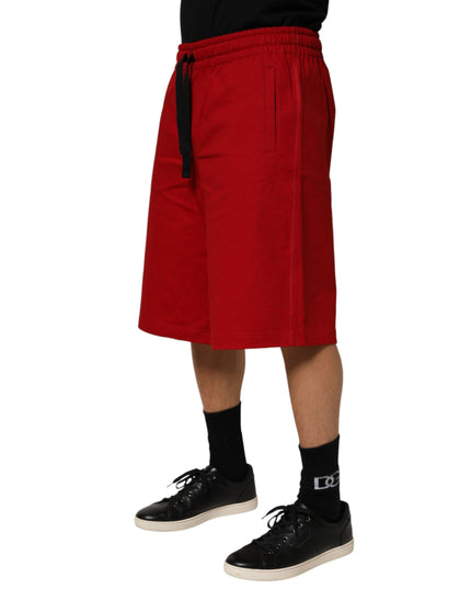 Dolce & Gabbana Red Cotton MidWaist Drawstring Bermuda Pants