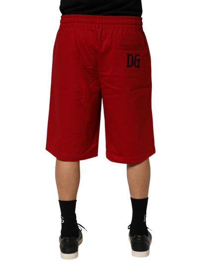 Dolce & Gabbana Red Cotton MidWaist Drawstring Bermuda Pants