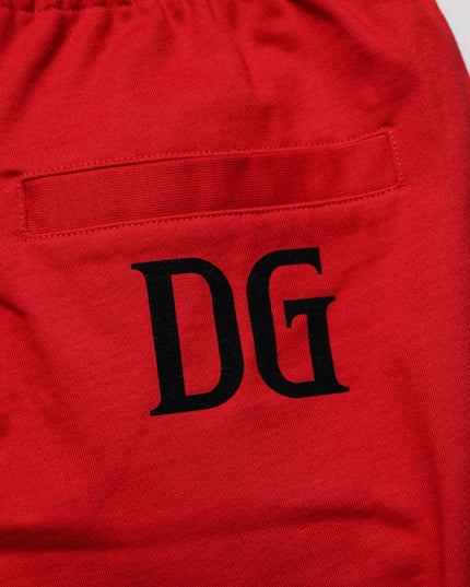 Dolce & Gabbana Red Cotton MidWaist Drawstring Bermuda Pants