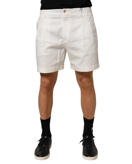 Dolce & Gabbana White Cotton Mid Waist Men Bermuda Shorts