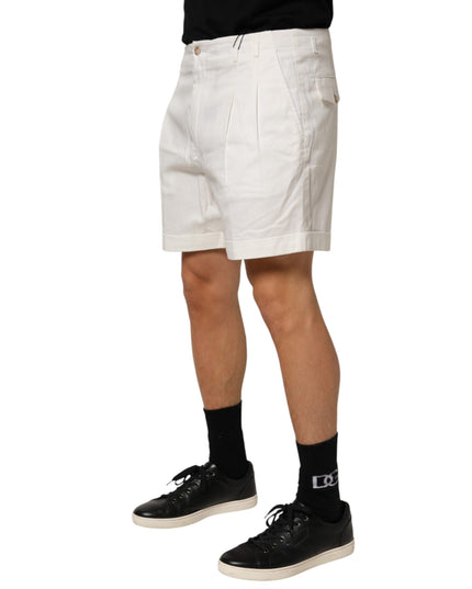 Dolce & Gabbana White Cotton Mid Waist Men Bermuda Shorts