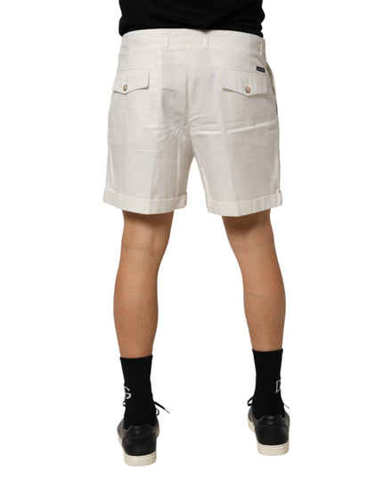 Dolce & Gabbana White Cotton Mid Waist Men Bermuda Shorts