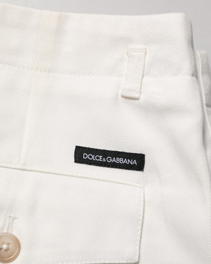Dolce & Gabbana White Cotton Mid Waist Men Bermuda Shorts