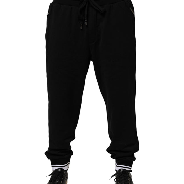 Dolce & Gabbana Black Cotton Sacred-Heart Men Jogger Pants