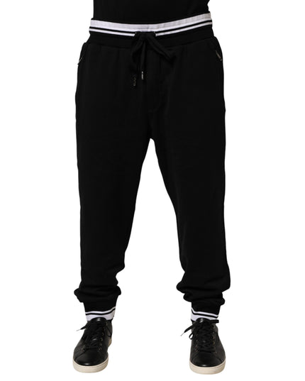 Dolce & Gabbana Black Cotton Sacred-Heart Men Jogger Pants
