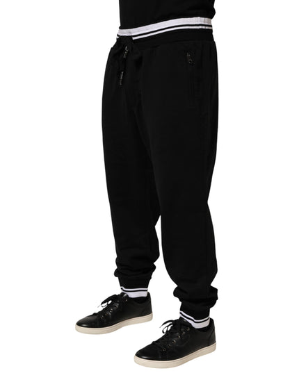 Dolce & Gabbana Black Cotton Sacred-Heart Men Jogger Pants