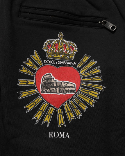 Dolce & Gabbana Black Cotton Sacred-Heart Men Jogger Pants