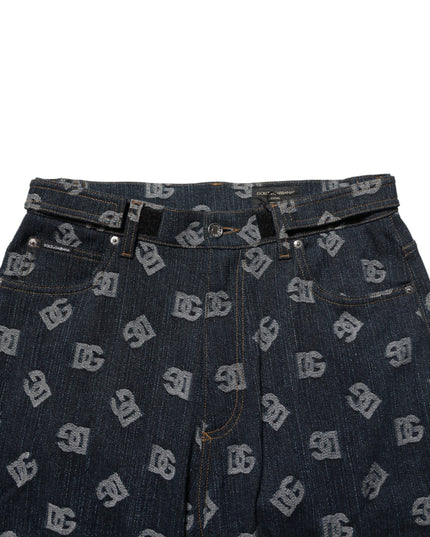 Dolce & Gabbana Blue Logo Print Straight Denim Men Jeans