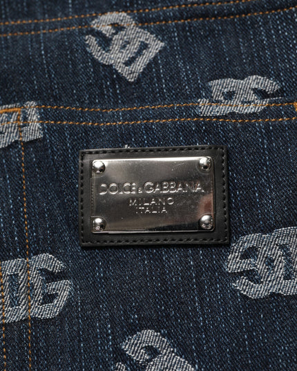 Dolce & Gabbana Blue Logo Print Straight Denim Men Jeans