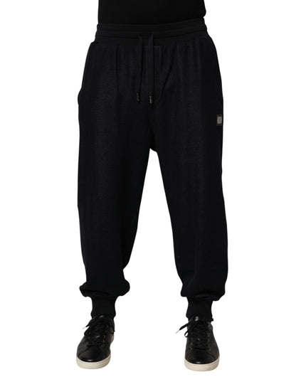 Dolce & Gabbana Black Cotton Blend Drawstring Jogger Jogger Pants