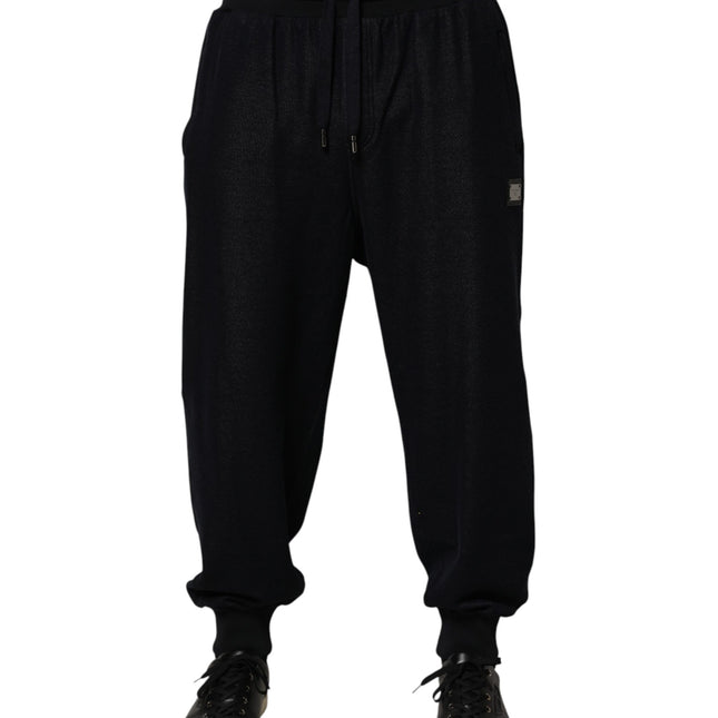 Dolce & Gabbana Black Cotton Blend Drawstring Jogger Jogger Pants