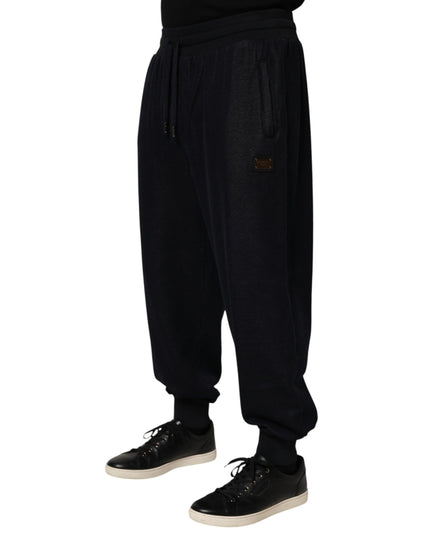Dolce & Gabbana Black Cotton Blend Drawstring Jogger Jogger Pants