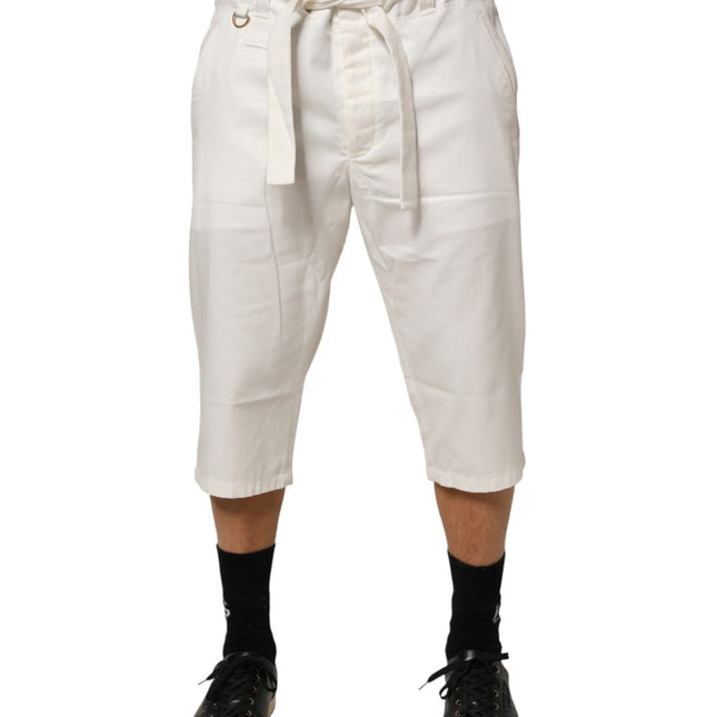 Dolce & Gabbana White Cotton Stretch Cropped Trouser Pants