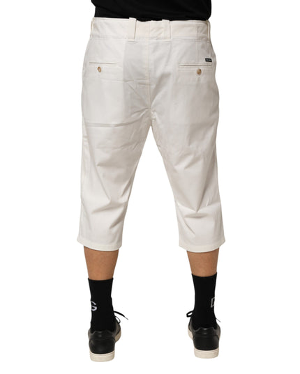 Dolce & Gabbana White Cotton Stretch Cropped Trouser Pants