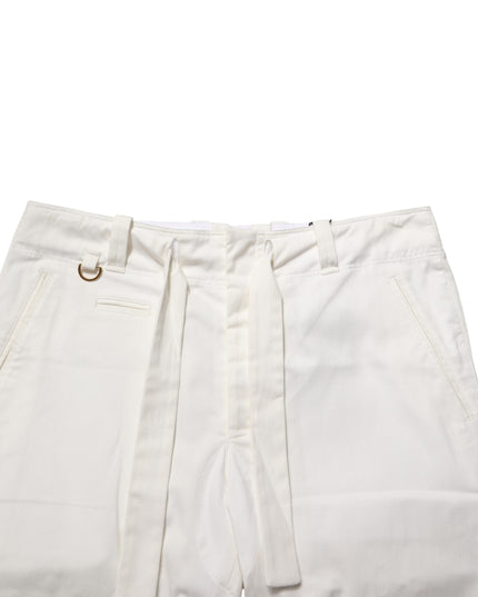 Dolce & Gabbana White Cotton Stretch Cropped Trouser Pants
