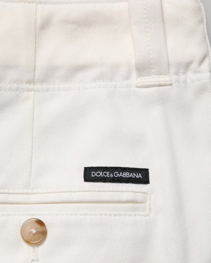 Dolce & Gabbana White Cotton Stretch Cropped Trouser Pants