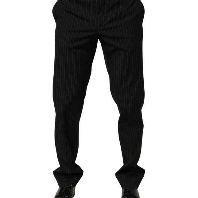 Dolce & Gabbana Black Striped Dress Formal Men Trouser Pants