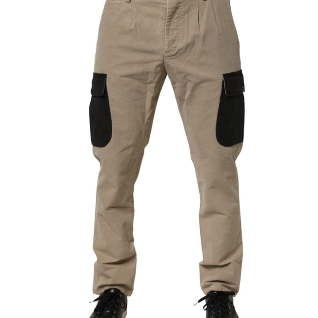 AT.P.CO Beige Mid Waist Skinny Men Cargo Chino Trouser Pants