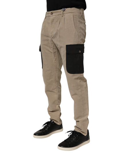 AT.P.CO Beige Mid Waist Skinny Men Cargo Chino Trouser Pants