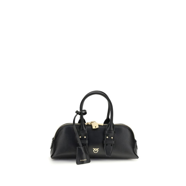 PINKO Black Calf Leather Bos Taurus Handbag